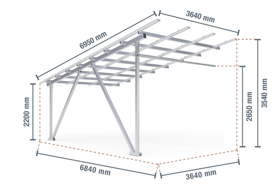 Aluminium Solar Carport Montage Kit für Windlast 60m/s Solar Canopy Connector System