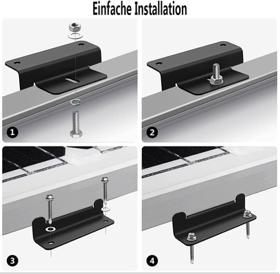 Montage von Solarpanels für Metall-/Zinndach 4 Stück schwarze Z-Klammern für die Installation von Panels