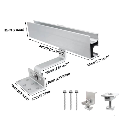 Metalldach Solarpaneel Bergung Halterung Naturaluminium Dachhaken für Windbelastung 60m/s