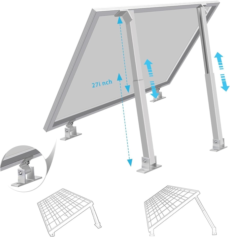 25JRS Lebensdauer Anodisierte Solarsystemhalterungen für verstellbare Vorder- und Hinterbeine